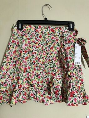 Urban Outfitters Pink Multi Floral Wrap Mini Skirt